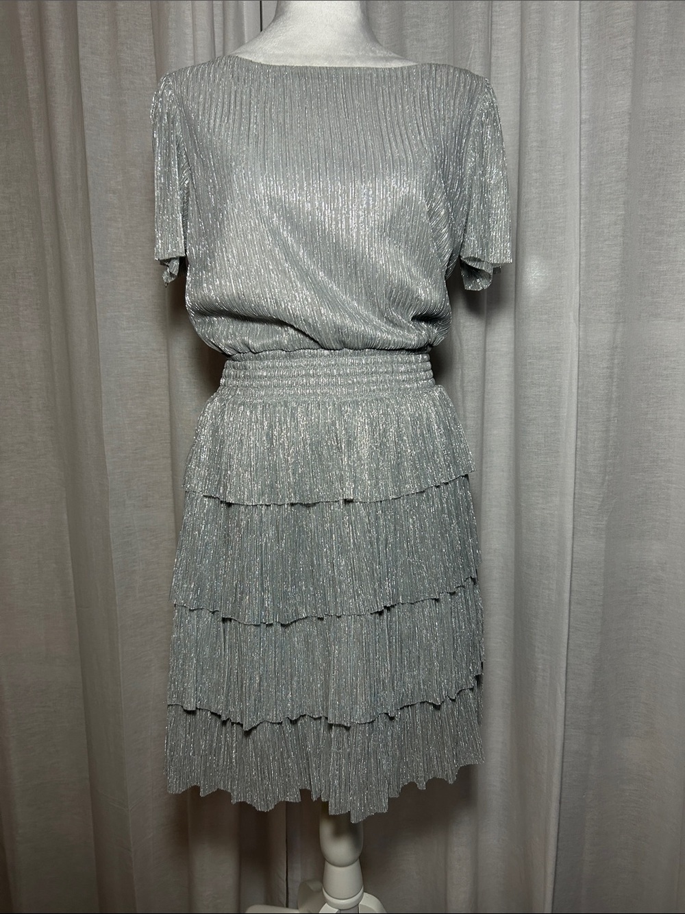 Metallic Tiered Cocktail Dress